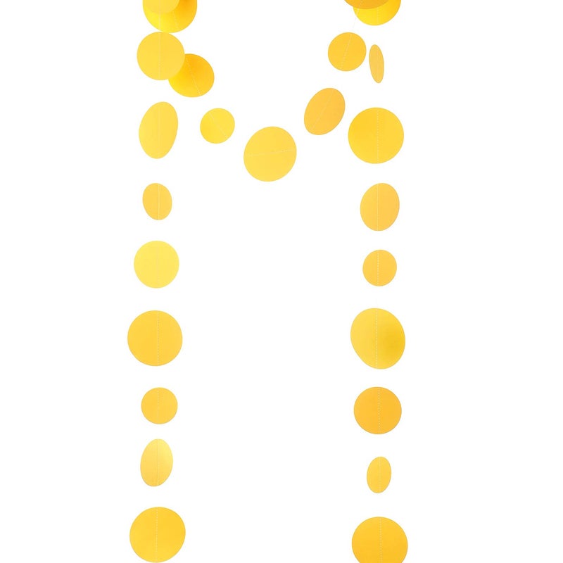Weven Yellow Paper Garland Circle Dot Party Banner Streamer Backdrop Hanging Decorations, 20 Feet in Total - Image 2